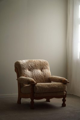 Mid-Century Danish Lounge Chairs in Oak & Lambswool by Henning Kjærnulf, 1960s, Set of 2-MXF-2041648