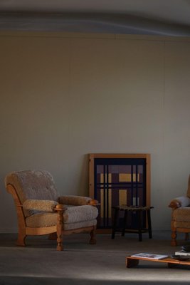 Mid-Century Danish Lounge Chairs in Oak & Lambswool by Henning Kjærnulf, 1960s, Set of 2-MXF-2041648