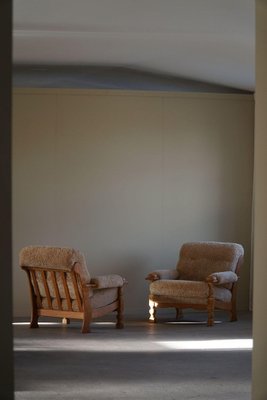 Mid-Century Danish Lounge Chairs in Oak & Lambswool by Henning Kjærnulf, 1960s, Set of 2-MXF-2041648