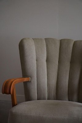 Mid-Century Danish Lounge Chairs in Olive Green Linen, 1960s, Set of 2-MXF-2018030