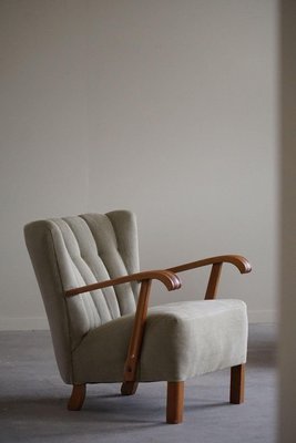 Mid-Century Danish Lounge Chairs in Olive Green Linen, 1960s, Set of 2-MXF-2018030