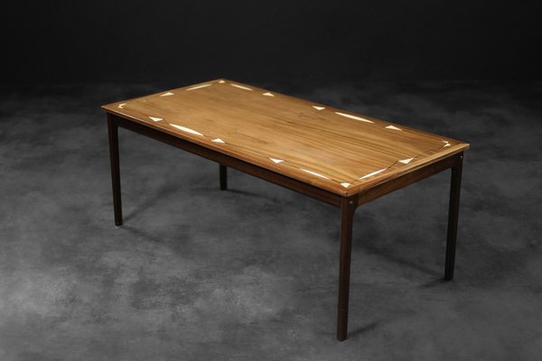 Mid-Century Danish Mahogany Coffee Table with Hand-Painted Pattern by Ole Wanscher for Poul Jeppesens Furniture Factory, 1960s-ZAA-1706630