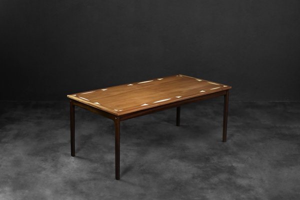 Mid-Century Danish Mahogany Coffee Table with Hand-Painted Pattern by Ole Wanscher for Poul Jeppesens Furniture Factory, 1960s-ZAA-1706630