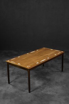 Mid-Century Danish Mahogany Coffee Table with Hand-Painted Pattern by Ole Wanscher for Poul Jeppesens Furniture Factory, 1960s-ZAA-1706630