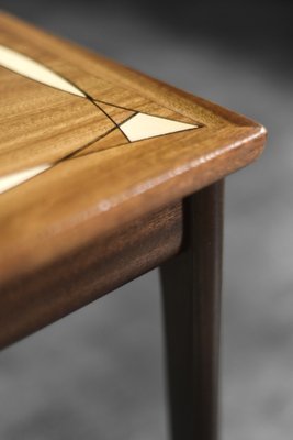 Mid-Century Danish Mahogany Coffee Table with Hand-Painted Pattern by Ole Wanscher for Poul Jeppesens Furniture Factory, 1960s-ZAA-1706630