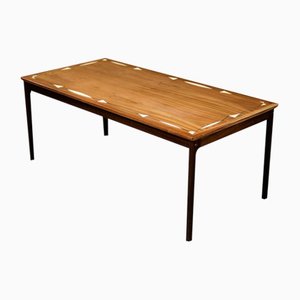 Mid-Century Danish Mahogany Coffee Table with Hand-Painted Pattern by Ole Wanscher for Poul Jeppesens Furniture Factory, 1960s-ZAA-1706630