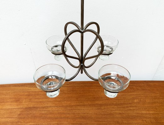 Mid-Century Danish Metal and Glass Candleholder, 1960s-UAH-1337801