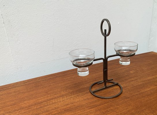 Mid-Century Danish Metal and Glass Candleholder, 1960s-UAH-1334578