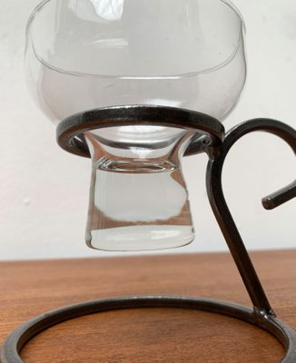 Mid-Century Danish Metal and Glass Candleholder, 1960s-UAH-1365925