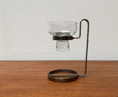 Mid-Century Danish Metal and Glass Candleholder, 1960s-UAH-1341985