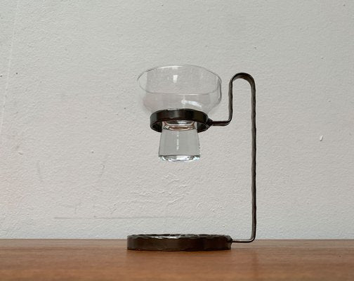 Mid-Century Danish Metal and Glass Candleholder, 1960s-UAH-1341985