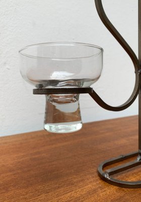 Mid-Century Danish Metal and Glass Candleholder, 1960s-UAH-1359932