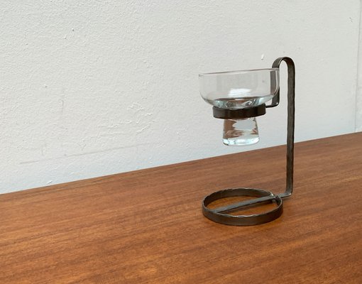 Mid-Century Danish Metal and Glass Candleholder, 1960s-UAH-1341985