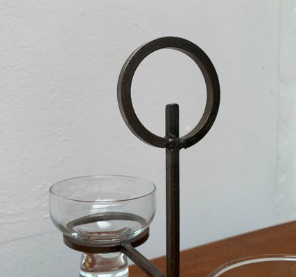 Mid-Century Danish Metal and Glass Candleholder, 1960s-UAH-1334578