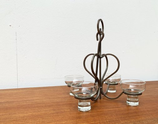 Mid-Century Danish Metal and Glass Candleholder, 1960s-UAH-1337801