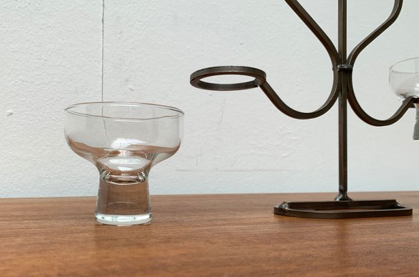 Mid-Century Danish Metal and Glass Candleholder, 1960s-UAH-1359932