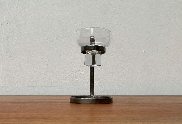 Mid-Century Danish Metal and Glass Candleholder, 1960s-UAH-1341985