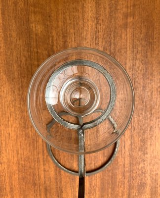 Mid-Century Danish Metal and Glass Candleholder, 1960s-UAH-1334578