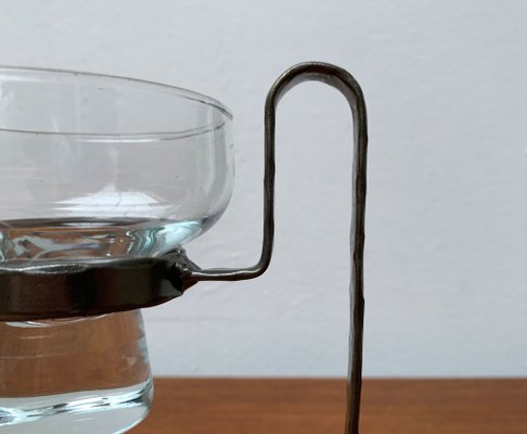 Mid-Century Danish Metal and Glass Candleholder, 1960s-UAH-1341985