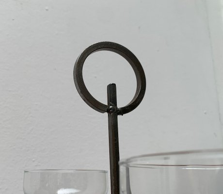 Mid-Century Danish Metal and Glass Candleholder, 1960s-UAH-1334578