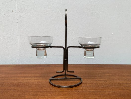 Mid-Century Danish Metal and Glass Candleholder, 1960s-UAH-1334578