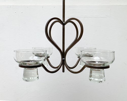 Mid-Century Danish Metal and Glass Candleholder, 1960s-UAH-1337801