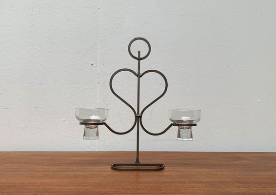 Mid-Century Danish Metal and Glass Candleholder, 1960s-UAH-1359932