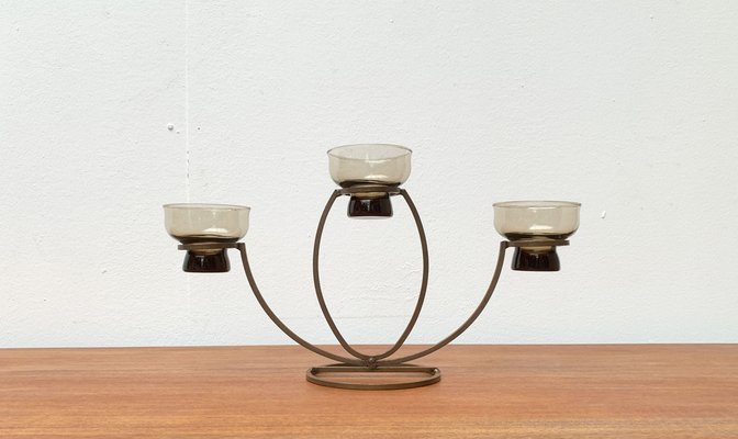 Mid-Century Danish Metal and Glass Candleholder, 1960s-UAH-1331270