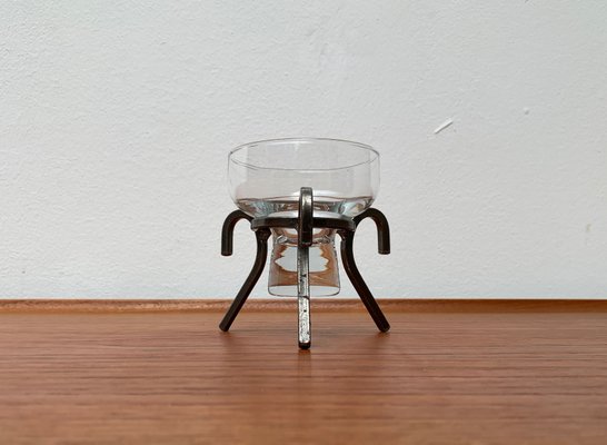 Mid-Century Danish Metal and Glass Candleholder, 1960s-UAH-1375003