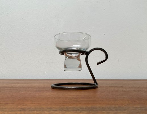 Mid-Century Danish Metal and Glass Candleholder, 1960s-UAH-1365925