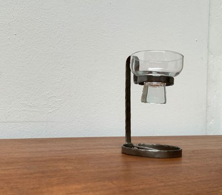 Mid-Century Danish Metal and Glass Candleholder, 1960s-UAH-1341985