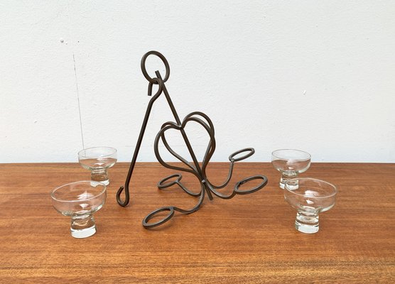 Mid-Century Danish Metal and Glass Candleholder, 1960s-UAH-1337801