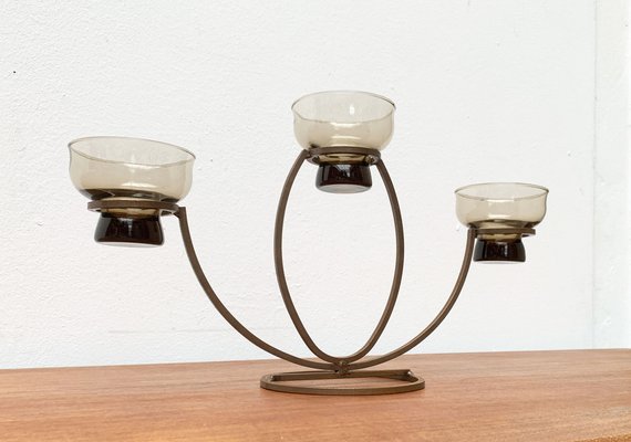 Mid-Century Danish Metal and Glass Candleholder, 1960s-UAH-1331270