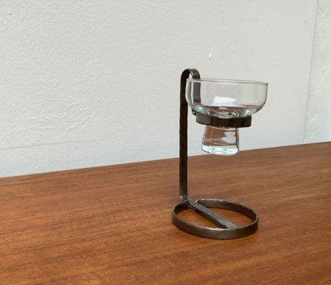 Mid-Century Danish Metal and Glass Candleholder, 1960s-UAH-1341985