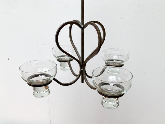 Mid-Century Danish Metal and Glass Candleholder, 1960s-UAH-1337801