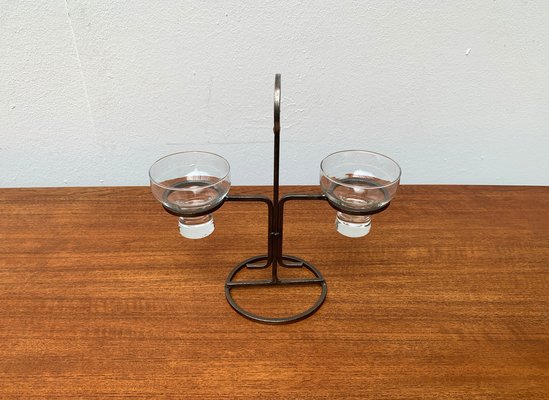 Mid-Century Danish Metal and Glass Candleholder, 1960s-UAH-1334578