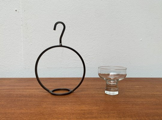 Mid-Century Danish Metal and Glass Candleholder, 1960s-UAH-1334580