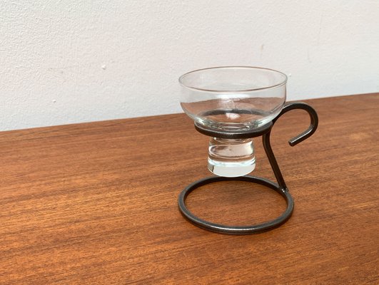 Mid-Century Danish Metal and Glass Candleholder, 1960s-UAH-1365925