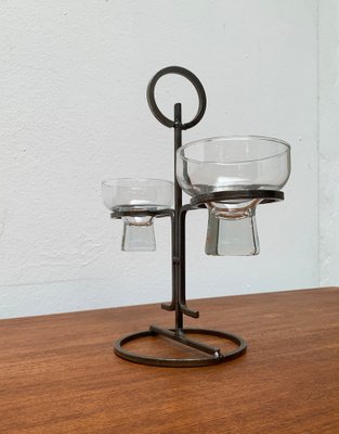 Mid-Century Danish Metal and Glass Candleholder, 1960s-UAH-1334578