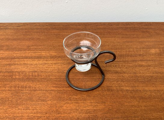 Mid-Century Danish Metal and Glass Candleholder, 1960s-UAH-1365925