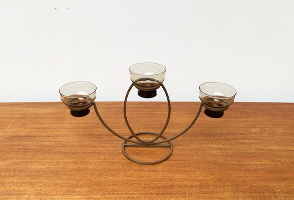 Mid-Century Danish Metal and Glass Candleholder, 1960s-UAH-1331270