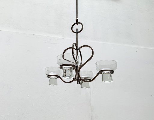 Mid-Century Danish Metal and Glass Candleholder, 1960s-UAH-1337801