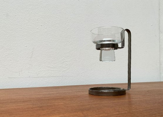 Mid-Century Danish Metal and Glass Candleholder, 1960s-UAH-1341985