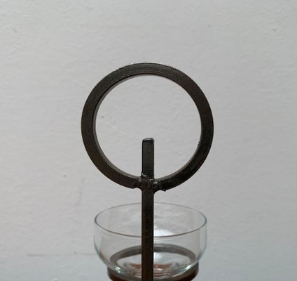 Mid-Century Danish Metal and Glass Candleholder, 1960s-UAH-1334578