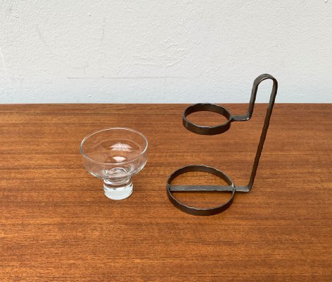 Mid-Century Danish Metal and Glass Candleholder, 1960s-UAH-1341985