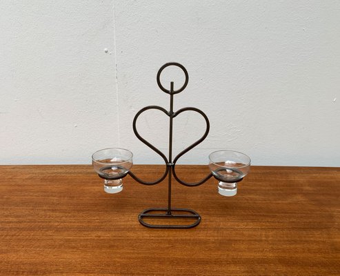 Mid-Century Danish Metal and Glass Candleholder, 1960s-UAH-1359932