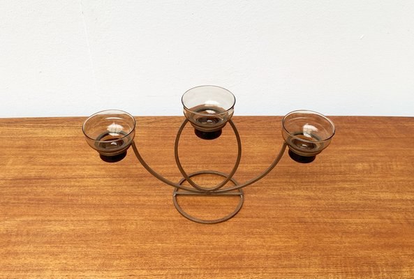 Mid-Century Danish Metal and Glass Candleholder, 1960s-UAH-1331270