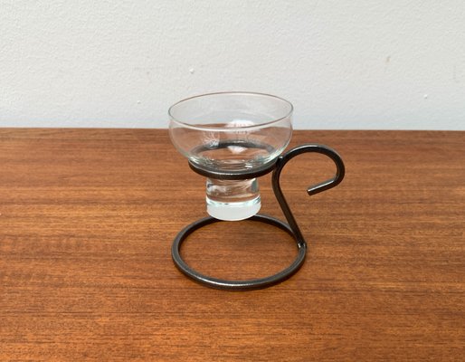 Mid-Century Danish Metal and Glass Candleholder, 1960s-UAH-1365925