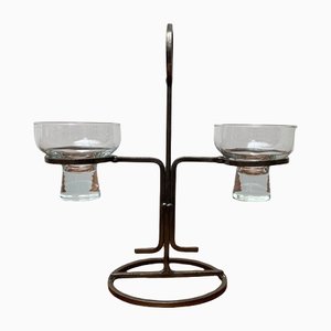 Mid-Century Danish Metal and Glass Candleholder, 1960s-UAH-1334578