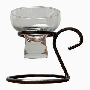 Mid-Century Danish Metal and Glass Candleholder, 1960s-UAH-1365925